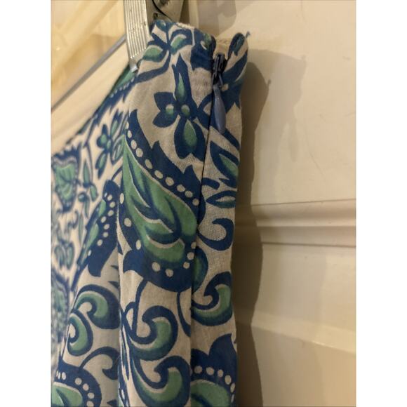 Calypso St Barth Tiered mixed print lined Cotton maxi full Skirt blue brown sz S - Picture 7 of 13